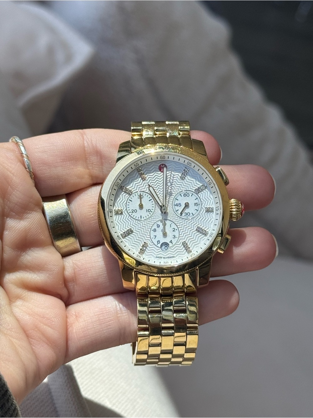 Michele Uptown Gold Watch with Diamonds